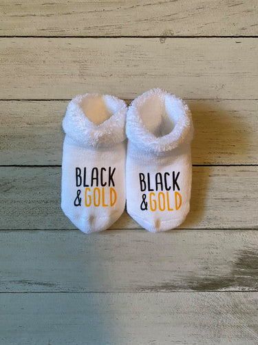 Black and Gold Baby Socks