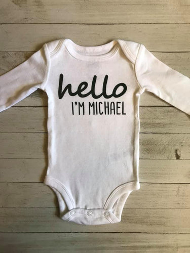 Hello I'm Baby Name Bodysuit