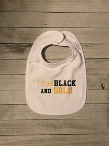 I Drool Black and Gold Bib