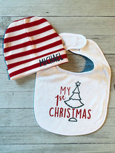 Load image into Gallery viewer, My 1st Christmas Bib and Hat