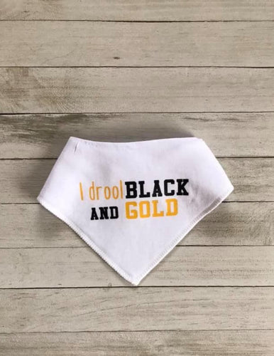 I Drool Black and Gold Bib