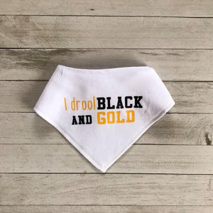 I Drool Black and Gold Bib