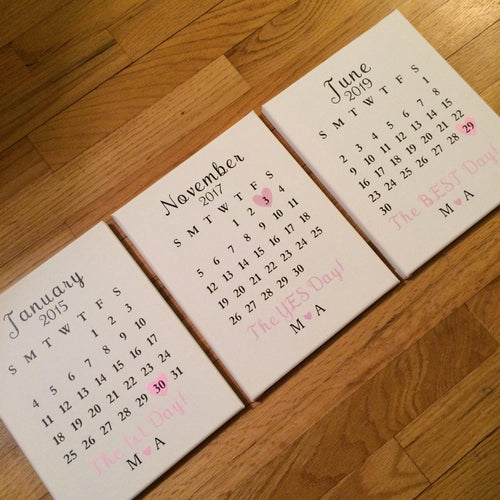 Milestones Canvas Calendar Personalized Wedding Gift