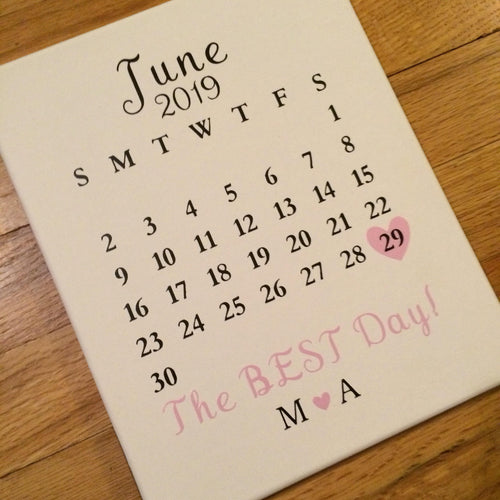 The BEST Day Canvas Calendar Personalized Wedding Gift
