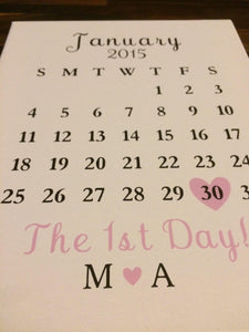 The 1st Day Canvas Calendar Personalized Gift