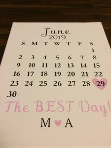 The BEST Day Canvas Calendar Personalized Wedding Gift