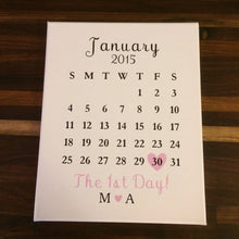 Load image into Gallery viewer, The 1st Day Canvas Calendar Personalized Gift