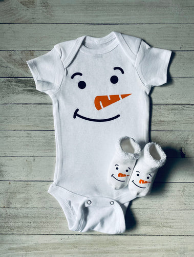 Snowman Baby Bodysuit and Socks